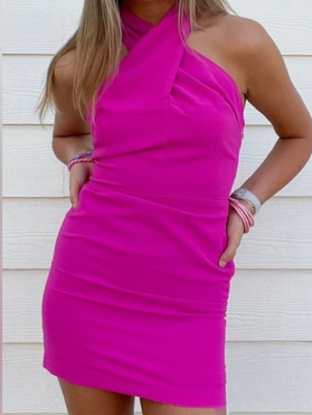 TCEC Hot Pink Halter Mini Dress